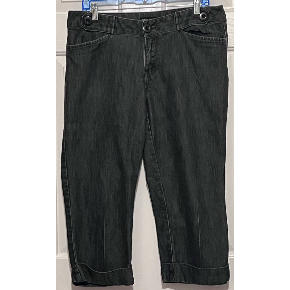 Axcess Women's Stretch Favorite‎ Fit Light Black/Gray Cuffed Capris Size 14